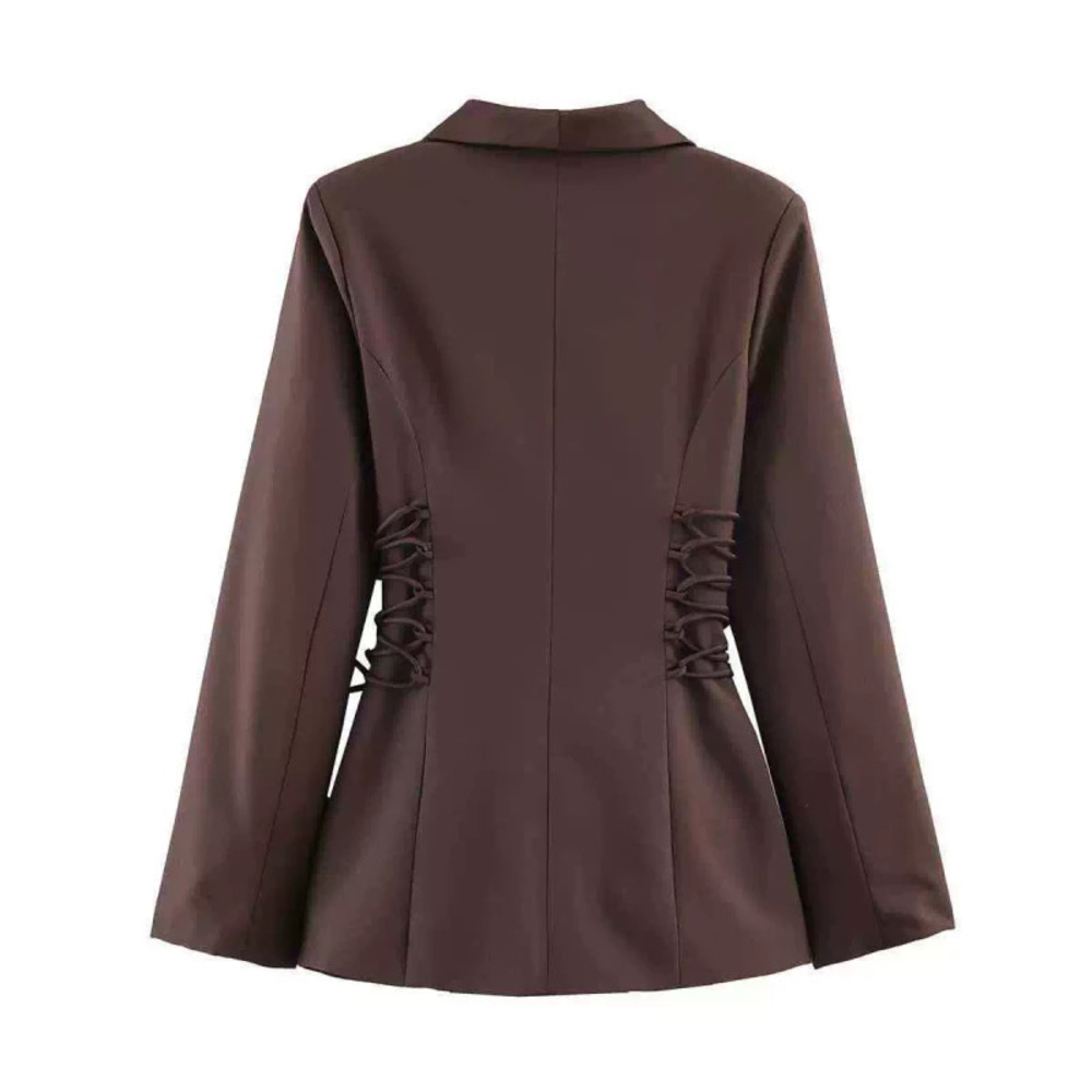 ZARA Fall Versatile Satin Patchwork Belted Blazer